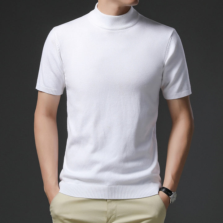Herren elegantes Kurzarm-Pullover mit hochgeschlossenem Kragen Echoarchiv