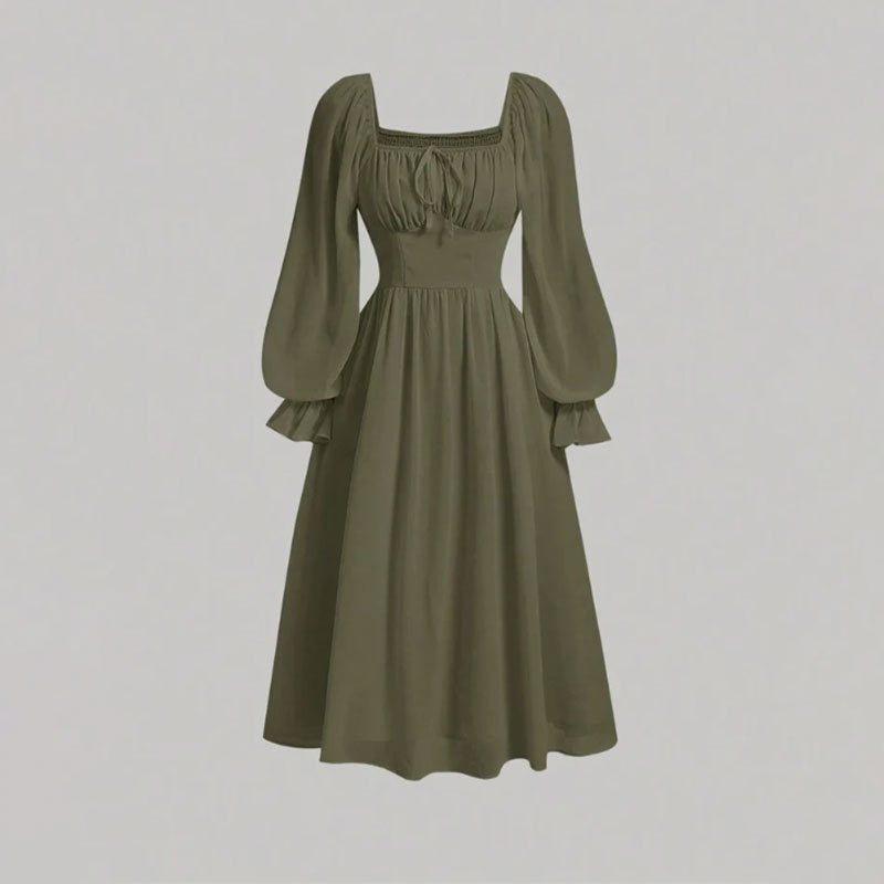 Damen Elegantes Midikleid mit Puffärmeln Echo Archiv