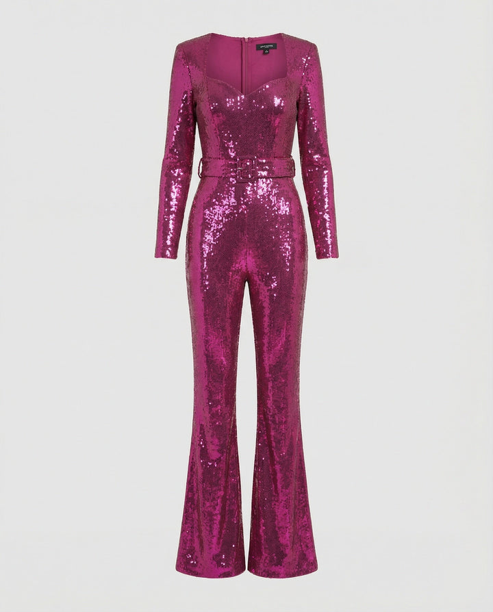 Damen Glamouröser Pailletten Jumpsuit mit schicker Taillierung – Solévia