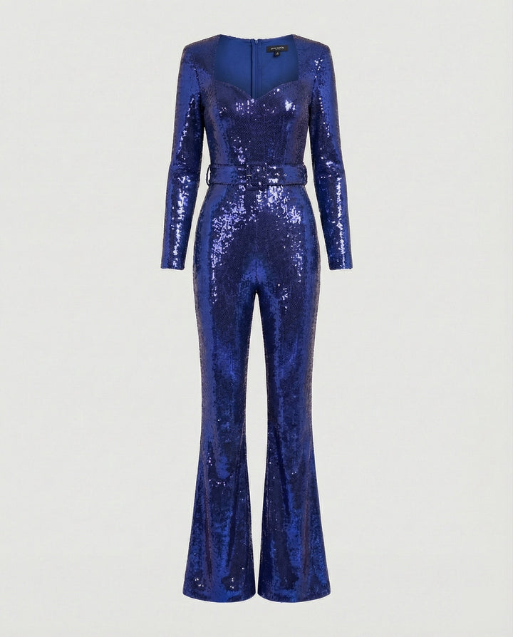 Damen Glamouröser Pailletten Jumpsuit mit schicker Taillierung – Solévia