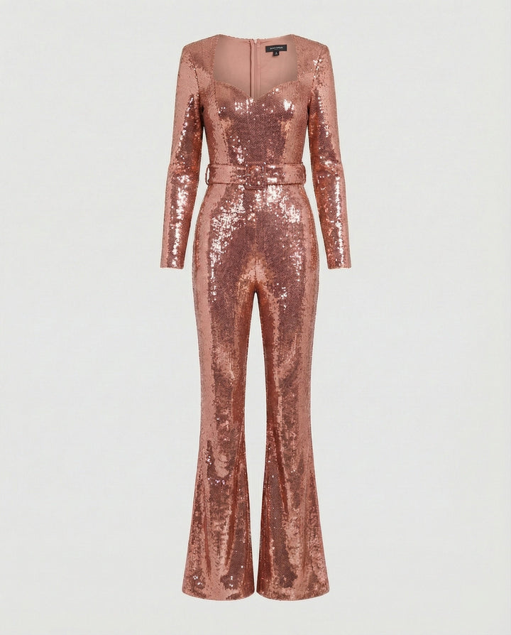 Damen Glamouröser Pailletten Jumpsuit mit schicker Taillierung – Solévia