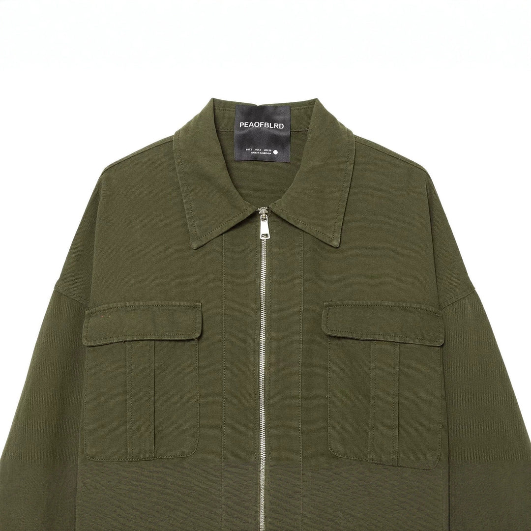 Damen Kurzer Utility‑Blouson mit Frontreißverschluss, Pattentaschen und Taillenraffung Echo Archiv