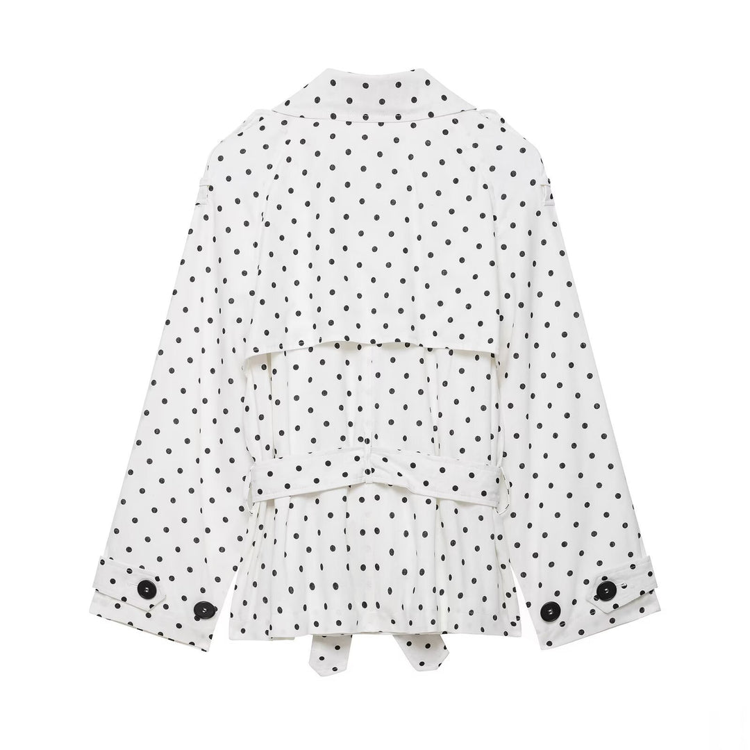 Damen Gepunktete Cropped Trenchjacke mit Bindegürtel Echo Archiv