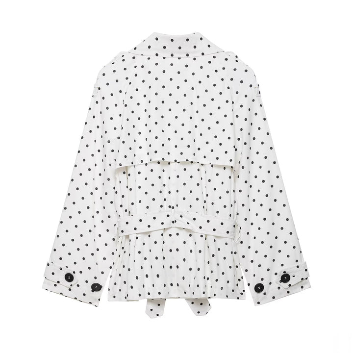 Damen Gepunktete Cropped Trenchjacke mit Bindegürtel Echo Archiv