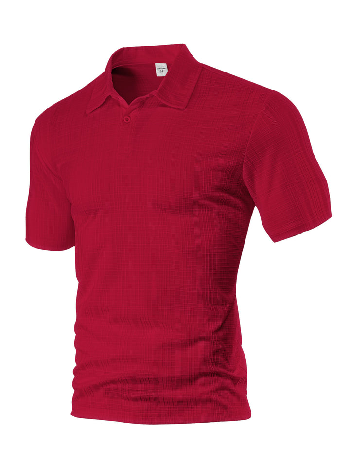 Herren nan leichtes Struktur-Kurzarm-Polo mit Hemdkragen und Ein-Knopfleiste Echo Archiv