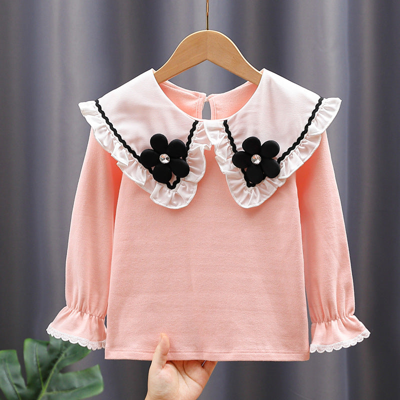 Damen Bluse mit großen Kragen und floralen Applikationen Echo Archiv