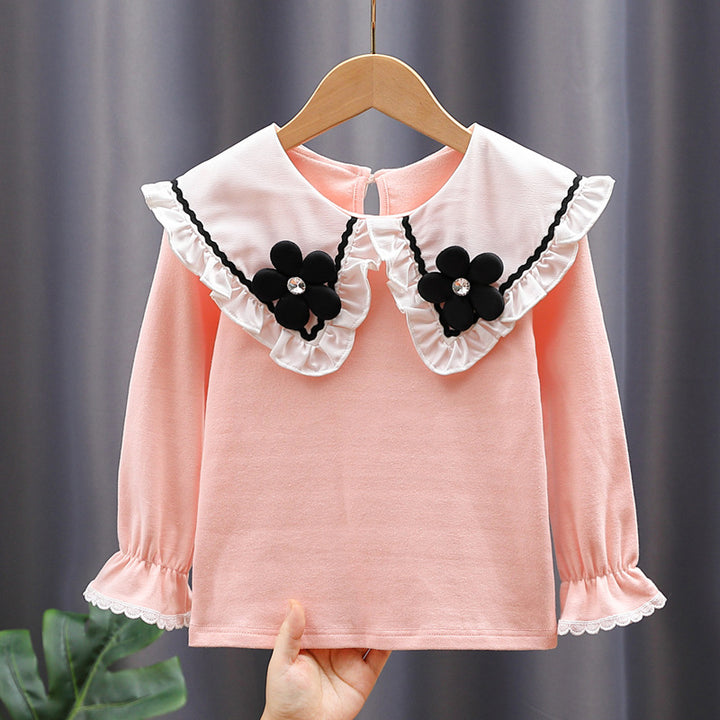 Damen Bluse mit großen Kragen und floralen Applikationen Echo Archiv