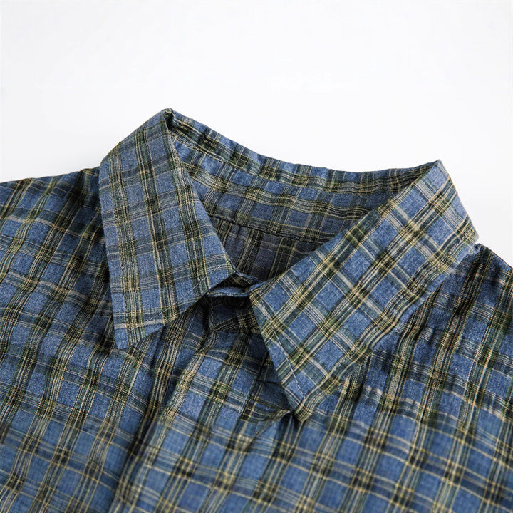 Unisex Kariertes Overshirt mit Tunnelzugsaum und verdeckter Knopfleiste Echoarchiv