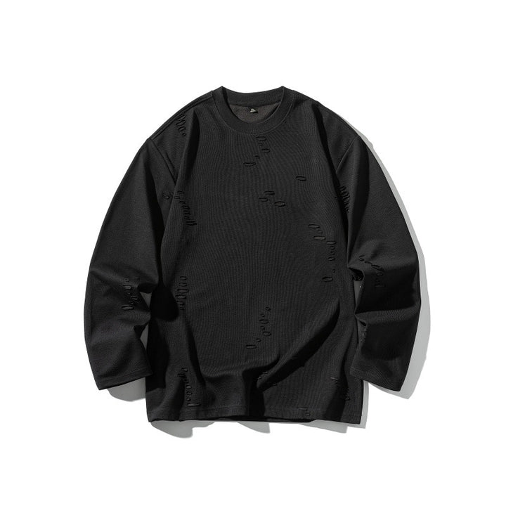 Unisex Oversize-Sweatshirt aus schwerer Baumwollmischung mit Distressed‑Effekt und feiner Waffelstruktur Echoarchiv