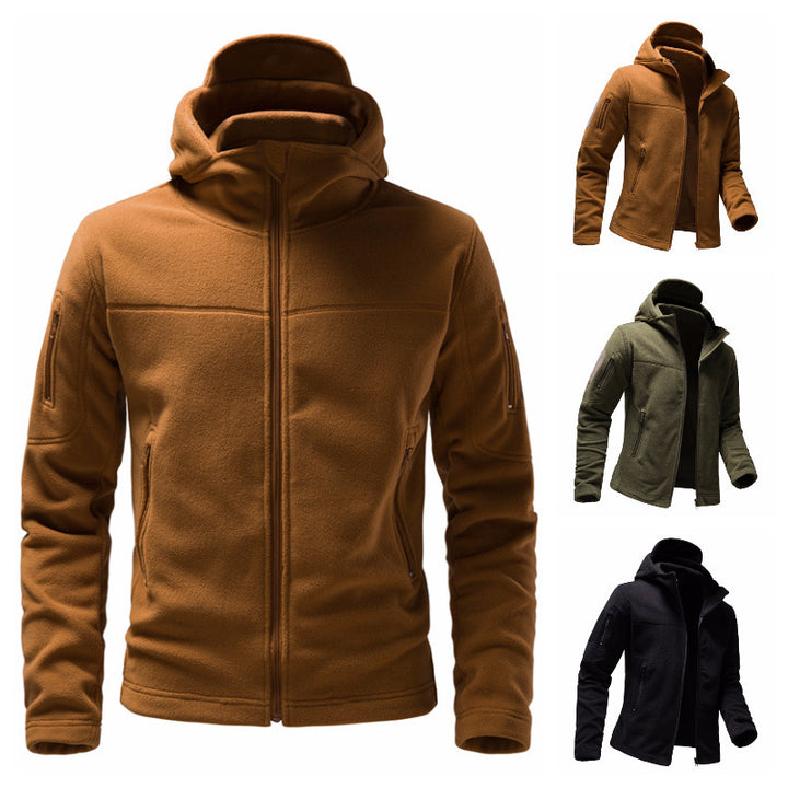 Herren Fleecejacke mit Kapuze und funktionalen Taschen Echoarchiv