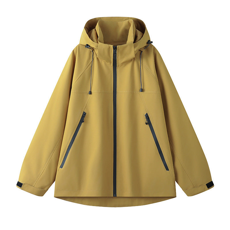 Damen technische Outdoor-Jacke mit verstellbarer Kapuze und funktionalen Reißverschlusstaschen Echoarchiv