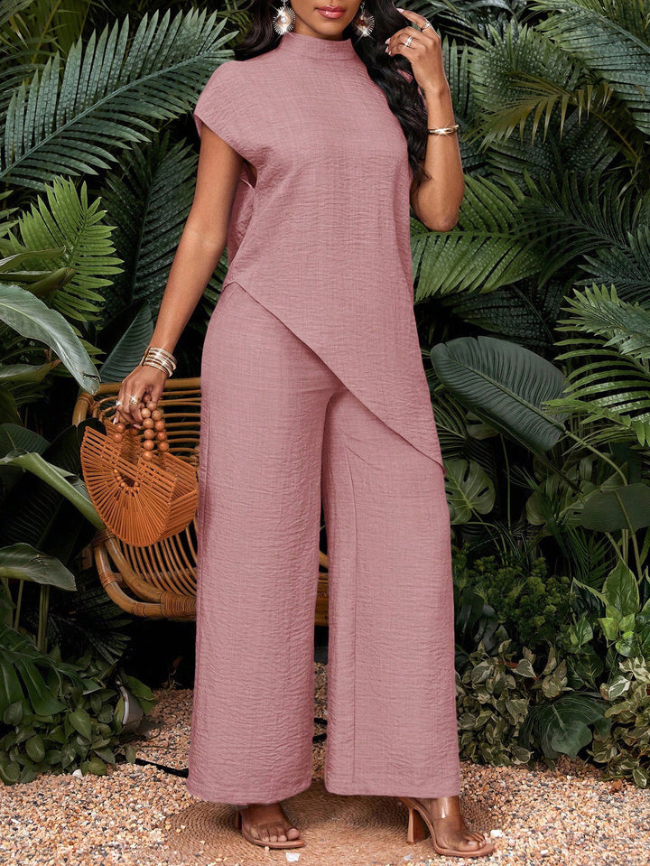 Damen Zweiteiliges Set mit asymmetrischer Tunika und weiten Palazzo-Hosen Echo Archiv