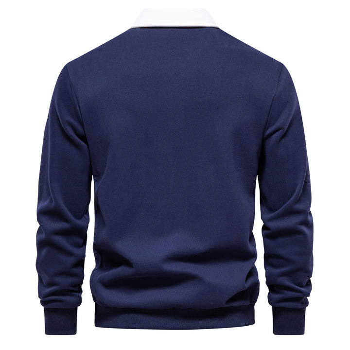 Herren nan elegantes Langarm-Poloshirt mit Kontrastkragen Echo Archiv