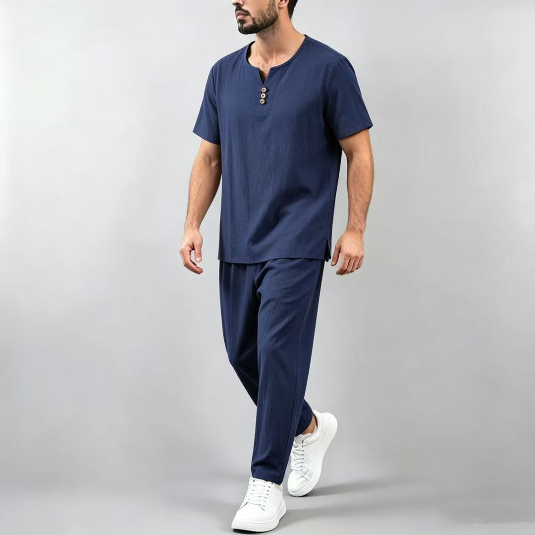 Herren lässiges Freizeitanzug-Set mit stylischem Knopfleisten-Design Echoarchiv