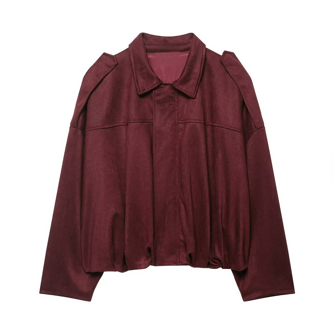 Damen Oversize-Cropped Jacke mit Balloon-Saum und Schulter-Cutouts Echoarchiv