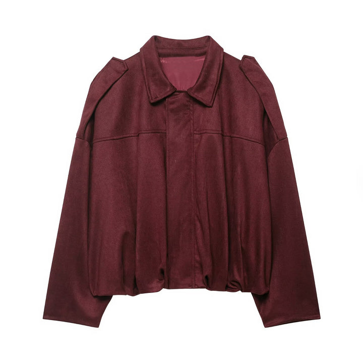 Damen Oversize-Cropped Jacke mit Balloon-Saum und Schulter-Cutouts Echoarchiv
