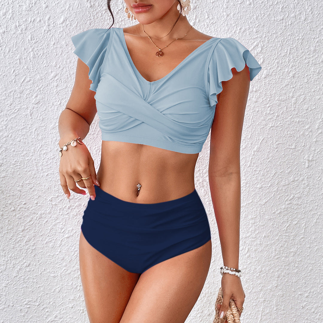 Damen Hochgeschnittener Bikini mit verspieltem Rüschenschnitt Echo Archiv