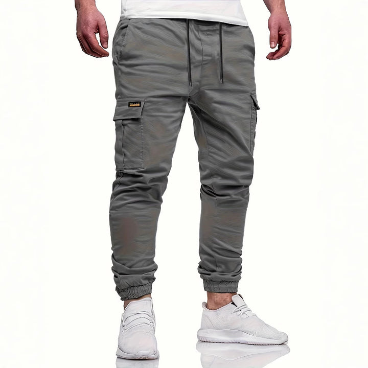 Herren Slim‑Tapered Utility‑Cargohose im Joggerstil mit Klapp- und Reißverschlusstaschen Echo Archiv