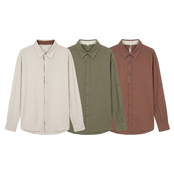 Unisex Leichtes Oversize‑Hemd in Leinenoptik mit Kentkragen und Ärmelsteg Echoarchiv