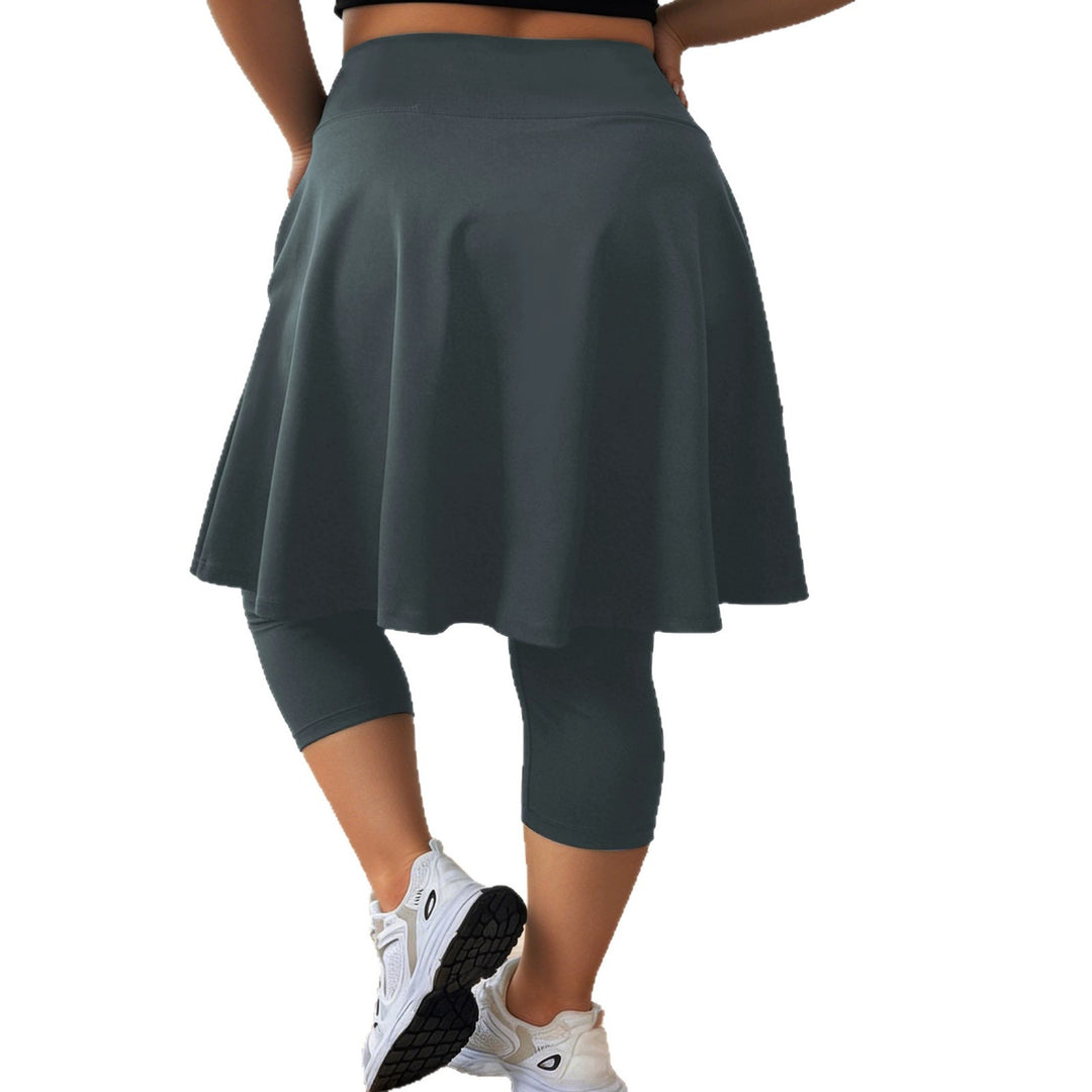 Damen Leggings mit integriertem Rock hoher Taillenbund und Seitentasche echoarchiv-