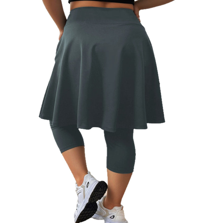 Damen Leggings mit integriertem Rock hoher Taillenbund und Seitentasche echoarchiv-