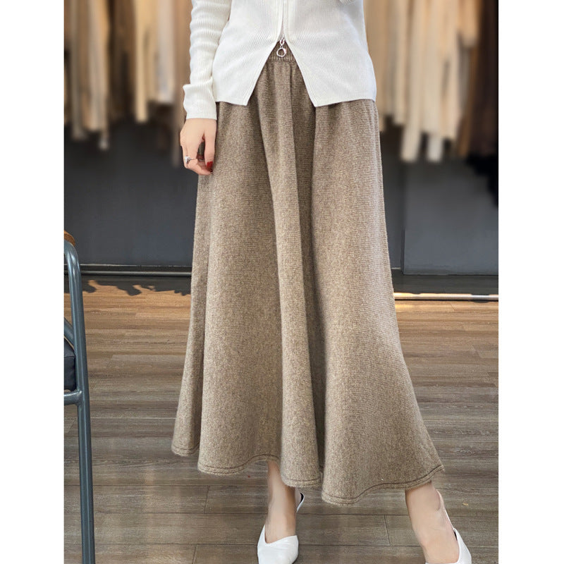 Damen Midirock aus gestricktem Wollmix mit ausgestellter A‑Linie Echoarchiv