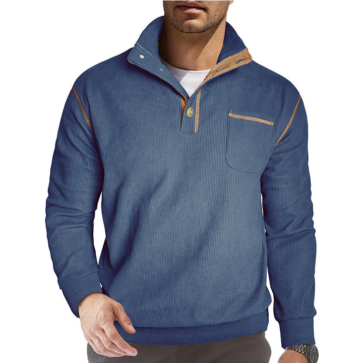 Herren modische Pulloverjacke mit hohem Kragen und Brusttasche Echoarchiv