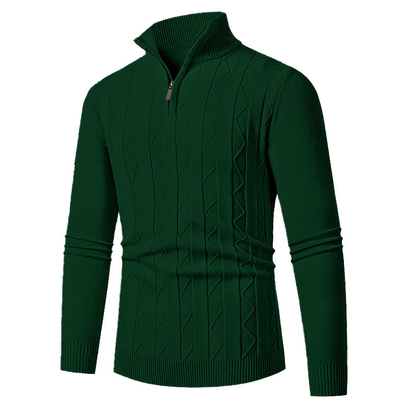 Herren Pullover mit modernem Stehkragen und strukturiertem Zopfmuster Echoarchiv