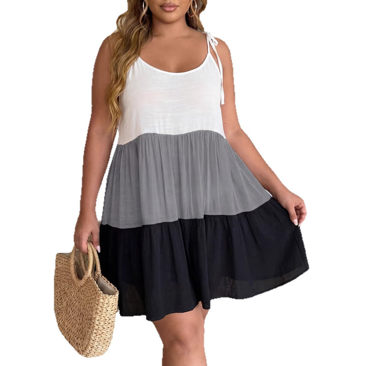 Damen luftiges Sommerkleid mit mehrfarbigen Rüschen und verstellbaren Trägern Echo Archiv