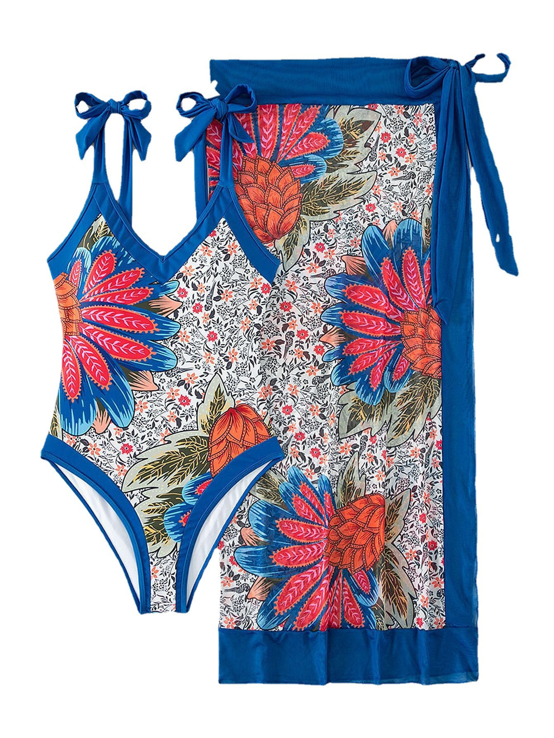 Damen Badeanzug mit floralem Design und passendem Pareo Echo Archiv
