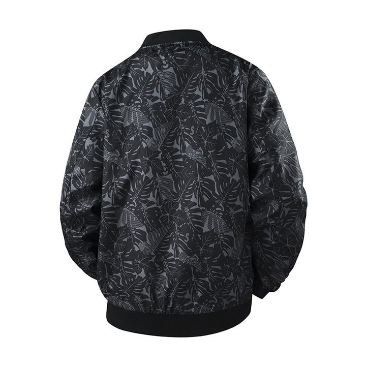 Herren Leicht wattierte Bomberjacke mit botanischem Alloverprint und geripptem Saum Echo Archiv