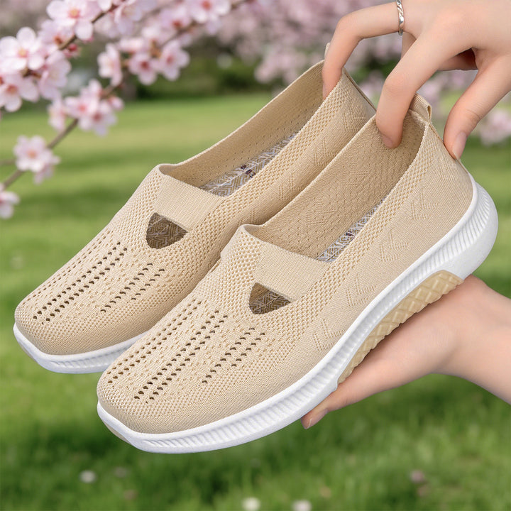 Damen nan elastischer Strick-Slipper mit perforiertem Atmungsnetz und dämpfender Leichtsohle Echo Archiv