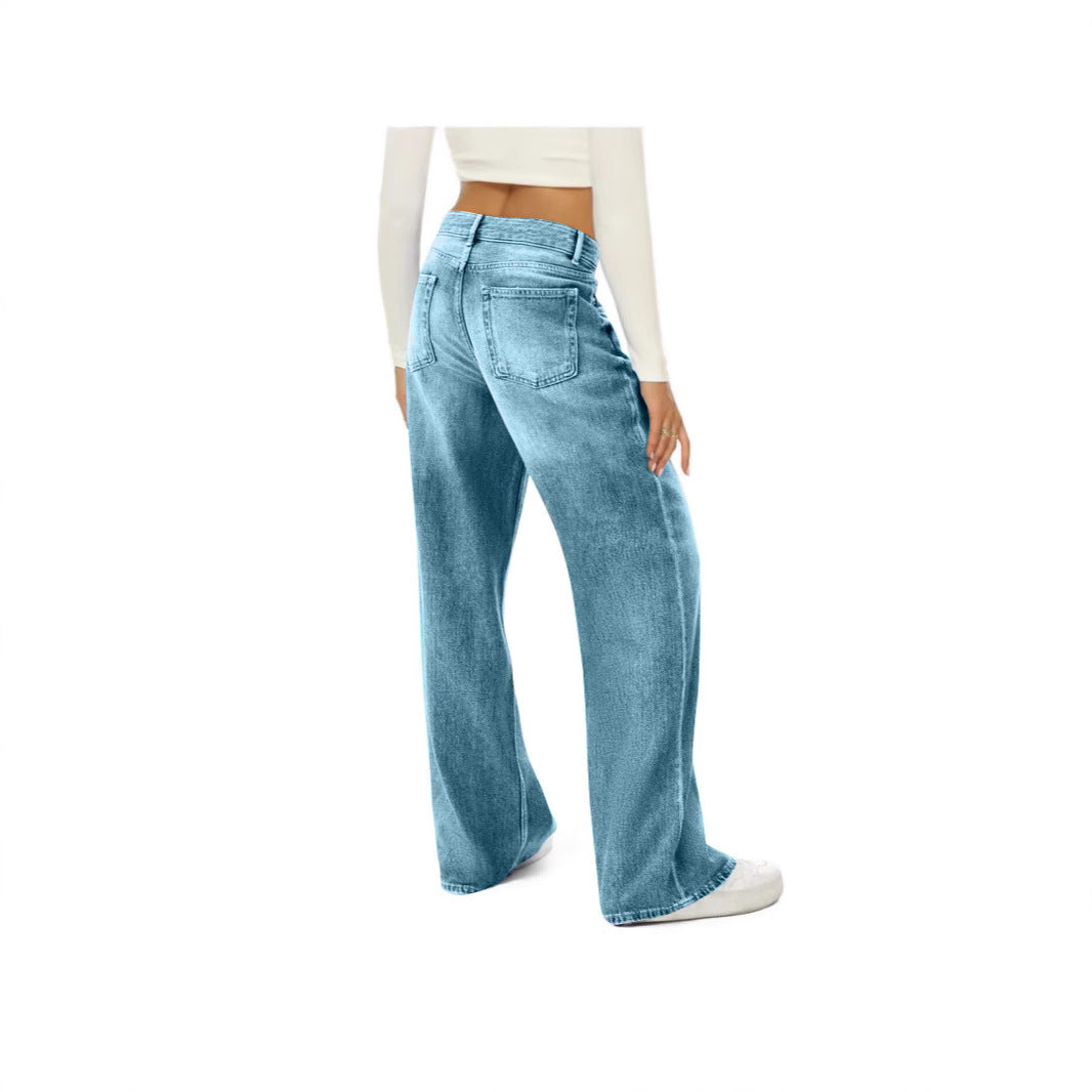 Damen nan hochgeschnittene Schlagjeans mit extra weitem Bein, figurstreckender Passform und dezenter Vintage-Waschung Echo Archiv