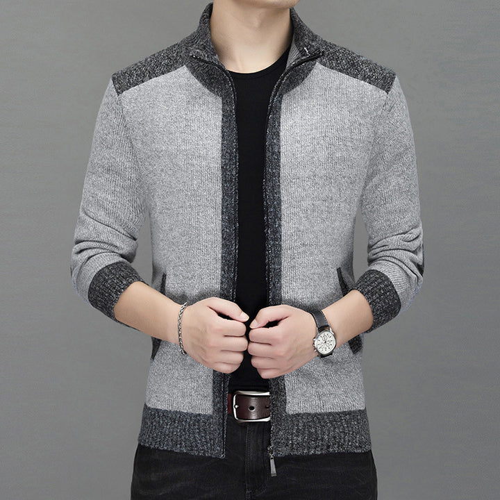 Herren Strickjacke mit modischem Zipper und hochgeschlossenem Kragen Echoarchiv