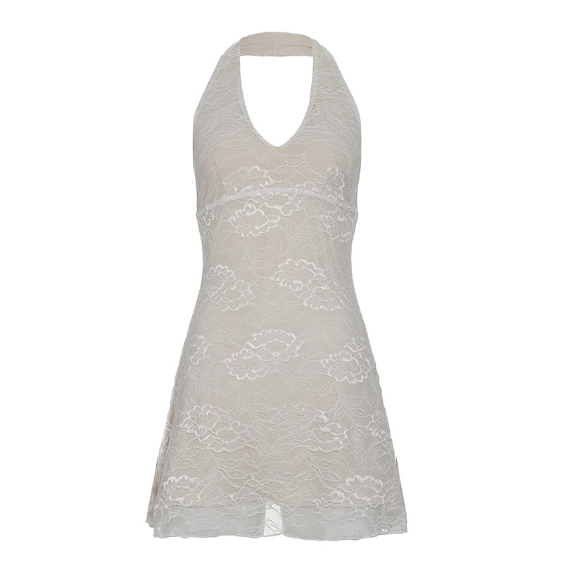 Damen Spitzenkleid mit V-Ausschnitt und elegantem Halterdesign Echo Archiv