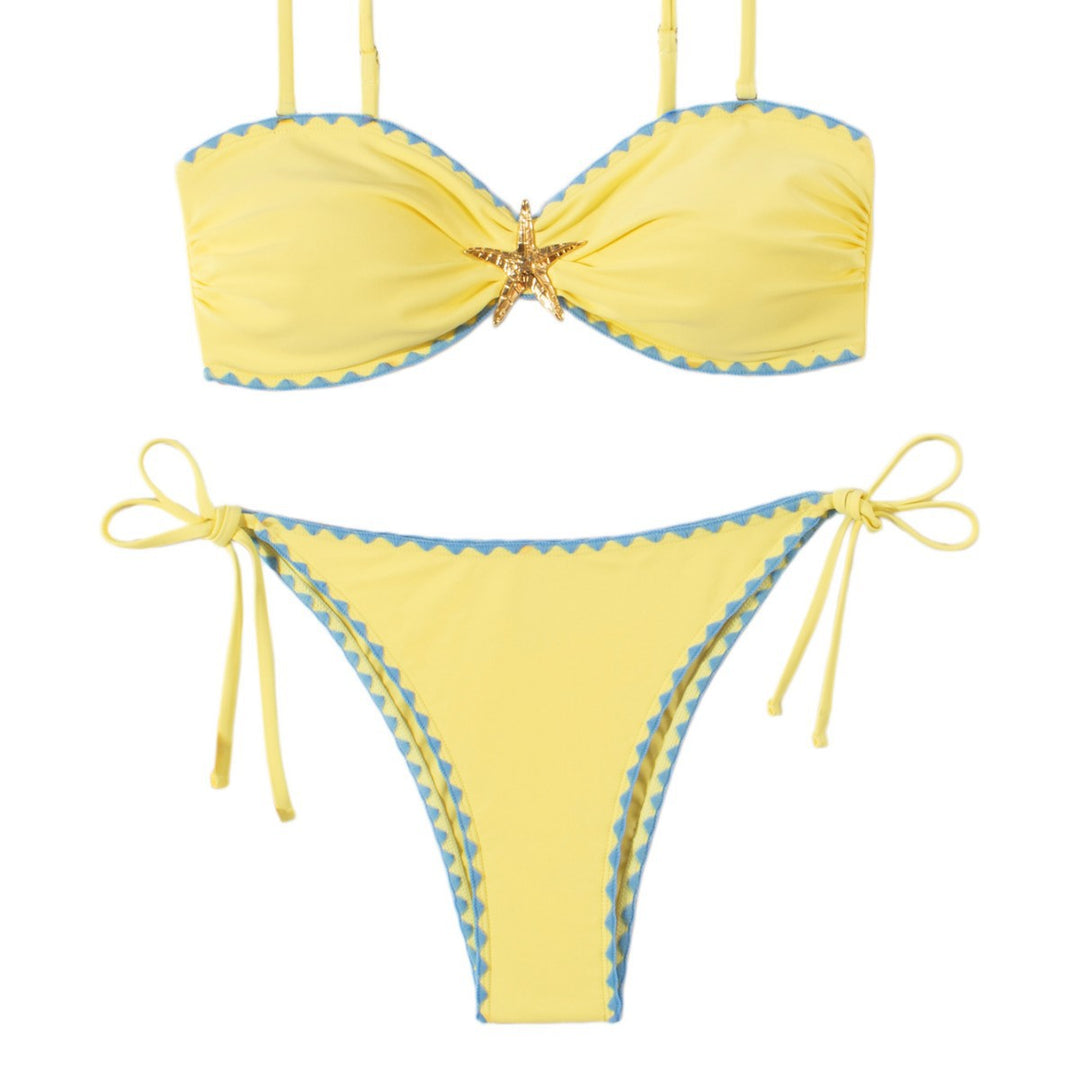 Damen Bikini-Set mit modischem Raffung und zeitloser Stern-Applikation Echo Archiv