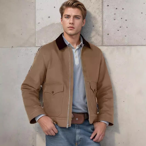 Herren robuste Baumwolljacke mit wärmemantellähnlichem Kragen Echoarchiv
