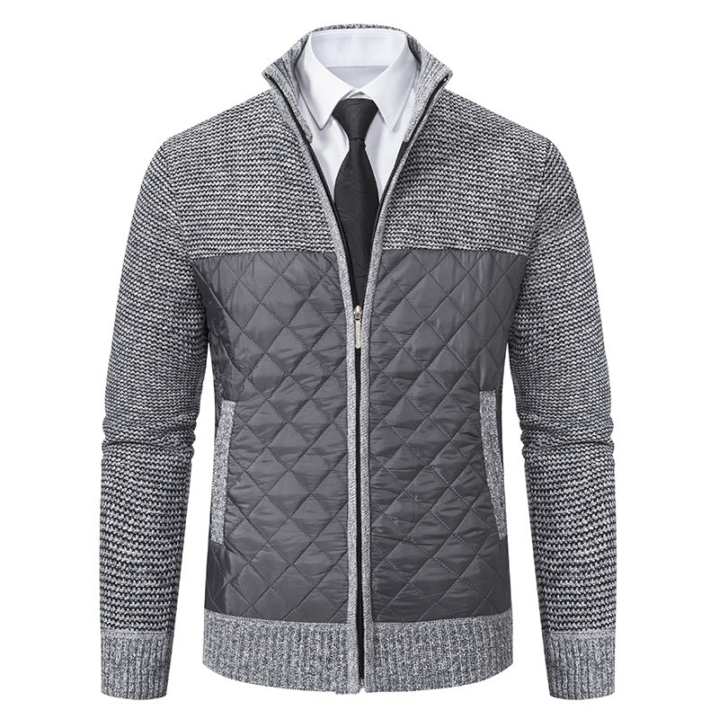 Herren nan gesteppte Hybrid-Strickjacke mit diamantsteppung, Stehkragen, isolierendem Thermofutter und Reißverschluss Echo Archiv