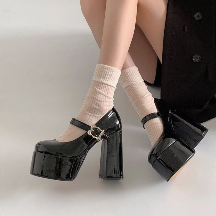 Damen Plateau-Mary-Jane Pumps mit hoher Plattform und sculpted Blockabsatz – Lioré