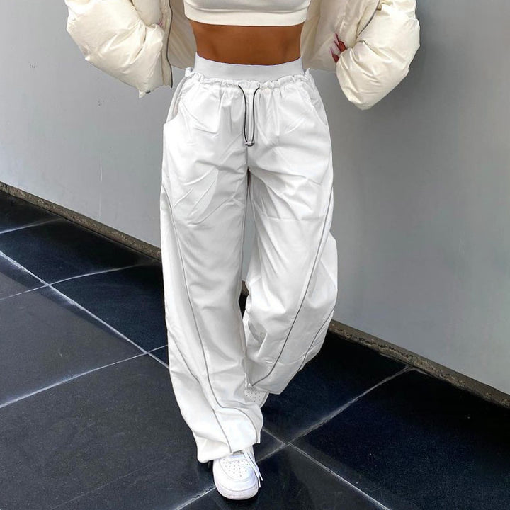 Damen nan weite Trackhose mit Tunnelzugbund, Kontrastnaht-Design und verstellbaren Saumkordeln Echo Archiv
