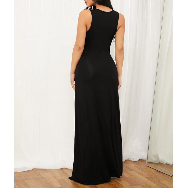 Damen Elegantes Maxikleid mit tiefem V-Ausschnitt und seitlichen Schlitzen Echo Archiv