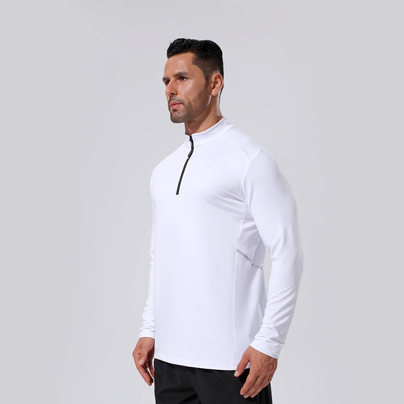 Herren Leichtes Sportliches Langarm-Poloshirt mit kurzem Reißverschluss und Stehkragen Echoarchiv