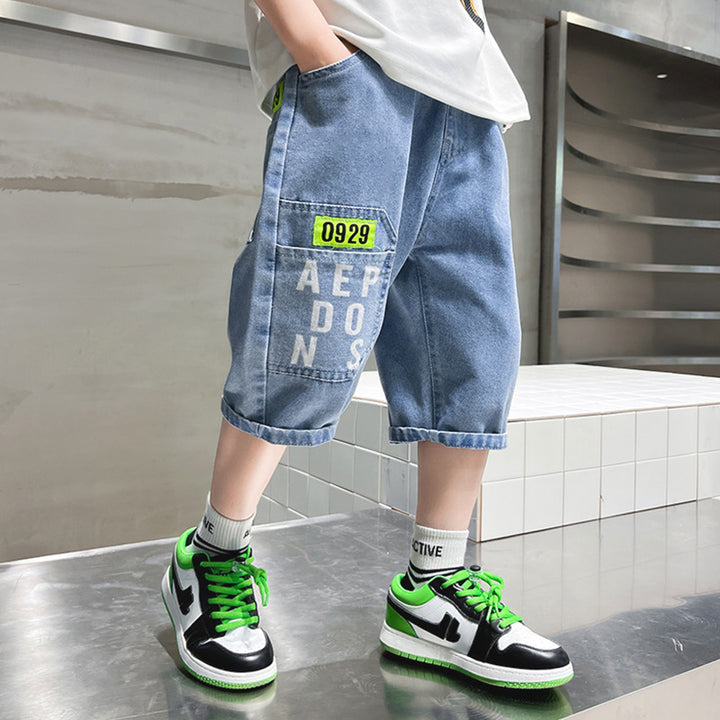 Jungen lässige Denim-Shorts mit grafischen Details Echo Archiv