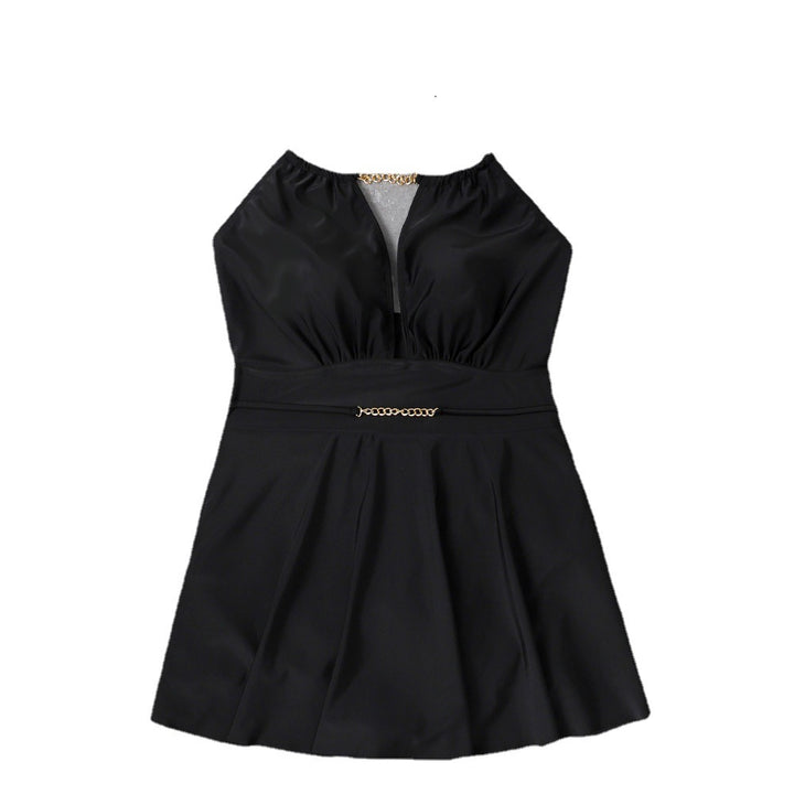 Damen Strandkleid mit tiefem V-Ausschnitt und dekorativem Ketten-Detail Echo Archiv