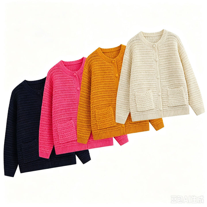 Damen Grobgestrickte Oversize-Cardigan mit Knopfleiste und aufgesetzten Taschen Echo Archiv
