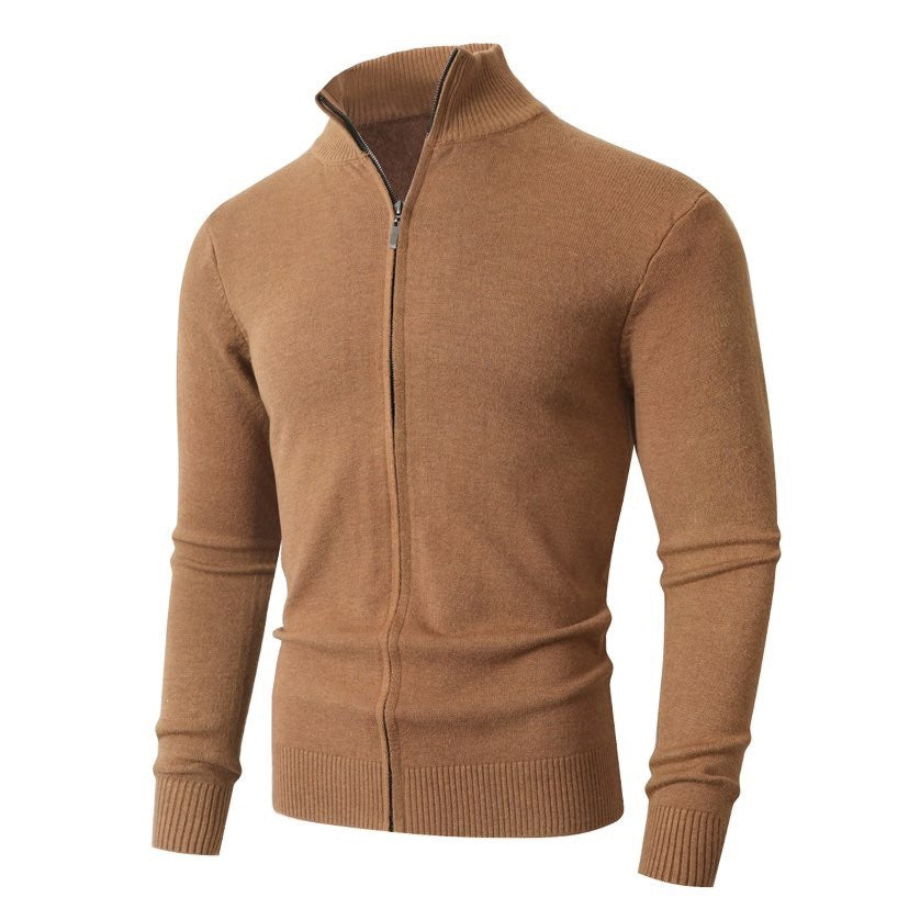 Herren Slim-Fit Feinstrick-Cardigan mit Zweifach-Reißverschluss und Stehkragen Echo Archiv