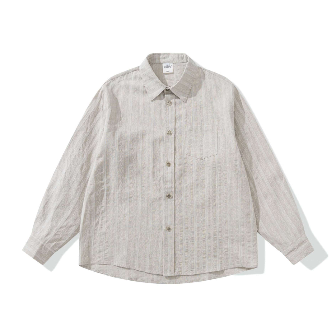 Unisex Lockeres Overshirt aus Leinenmischung mit Struktur und Brusttasche Echoarchiv