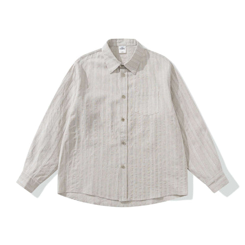 Unisex Lockeres Overshirt aus Leinenmischung mit Struktur und Brusttasche Echoarchiv