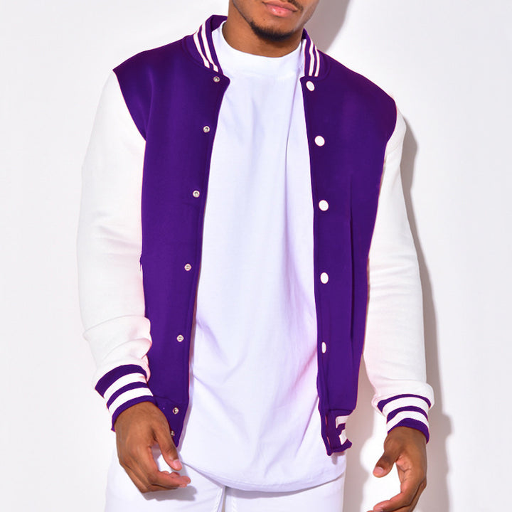 Herren sportliche Collegejacke mit kontrastierenden Ärmeln und Druckknöpfen Echoarchiv