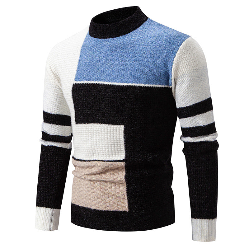 Herren Strukturierter Pullover mit modernem Farbblockdesign Echoarchiv